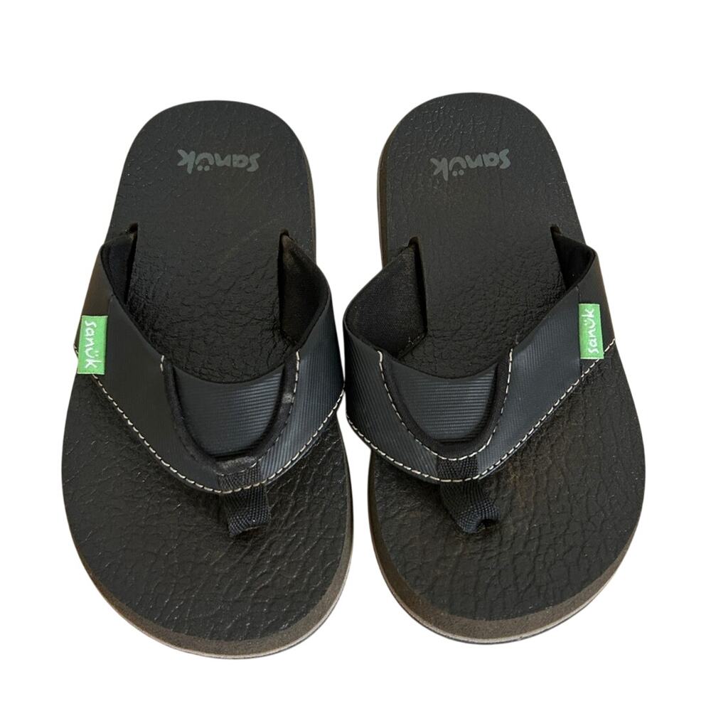 Sanuk Root Beer Cozy Flip Flops Black Sandals Kid's 11/12
